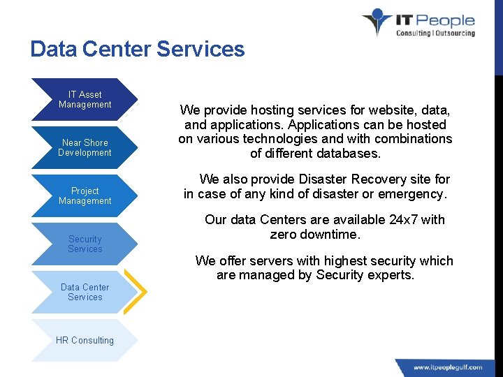 Data Center Services IT Asset Management Near Shore Development Project Management Security Services Data