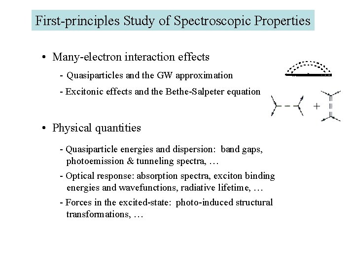 First-principles Study of Spectroscopic Properties • Many-electron interaction effects - Quasiparticles and the GW