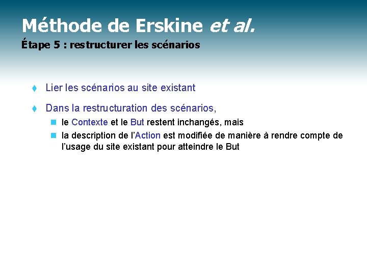 Méthode de Erskine et al. Étape 5 : restructurer les scénarios t Lier les