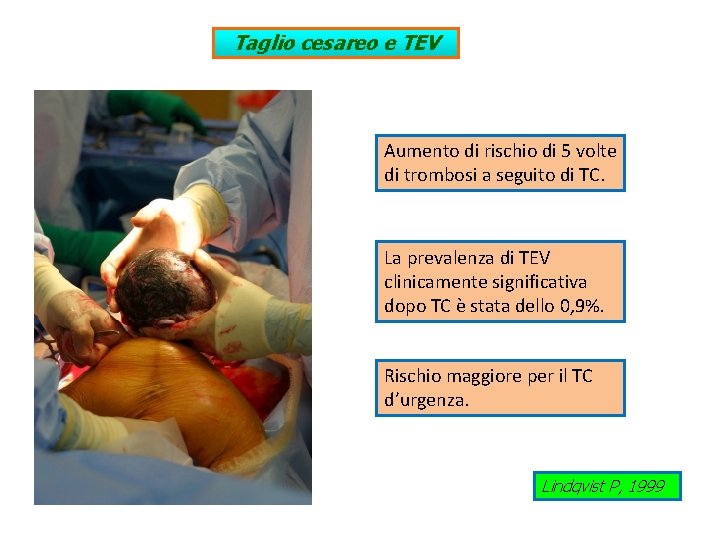 Taglio cesareo e TEV Aumento di rischio di 5 volte di trombosi a seguito