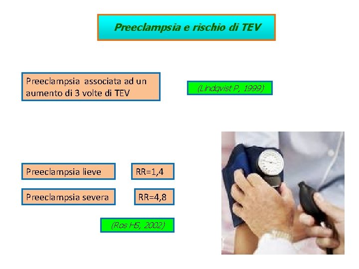 Preeclampsia e rischio di TEV Preeclampsia associata ad un aumento di 3 volte di