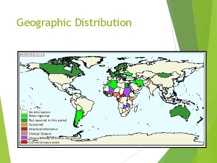 Geographic Distribution Reported cases to the OIE , January – June 2013 