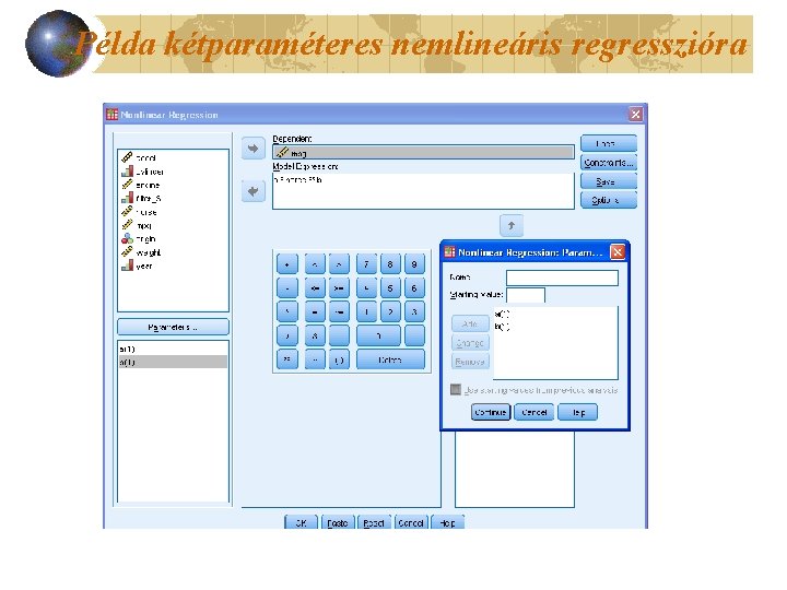 Példa kétparaméteres nemlineáris regresszióra 