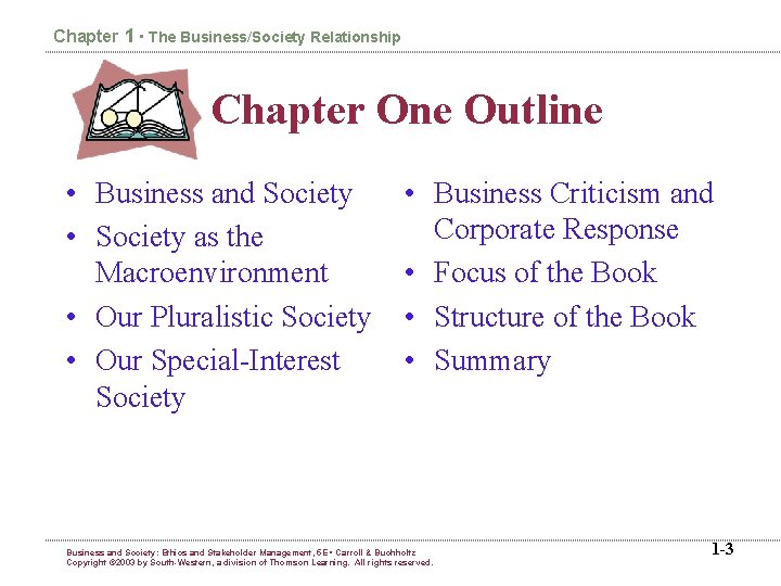 Chapter 1 • The Business/Society Relationship Chapter One Outline • Business and Society •