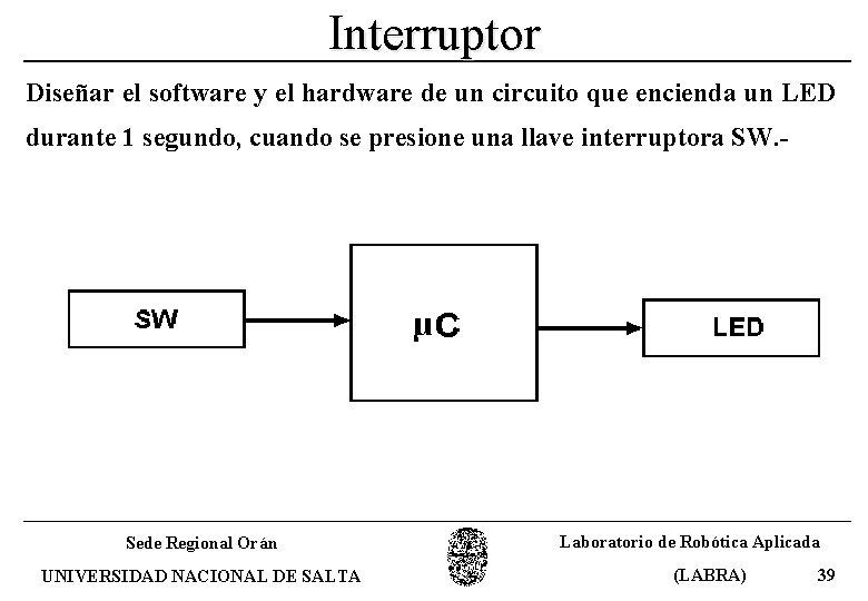 Interruptor Diseñar el software y el hardware de un circuito que encienda un LED