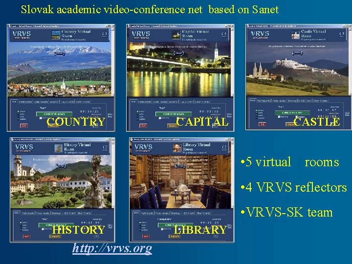  Slovak academic video-conference net based on Sanet COUNTRY CAPITAL CASTLE • 5 virtual