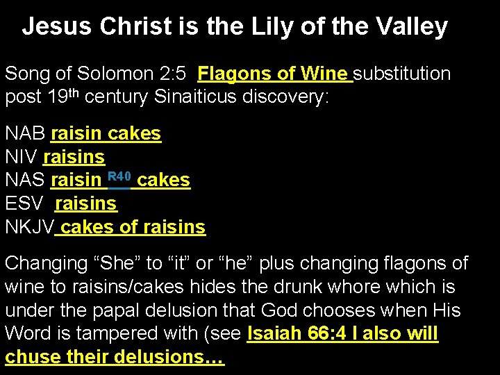 Jesus Christ is the Lily of the Valley Song of Solomon 2: 5 Flagons