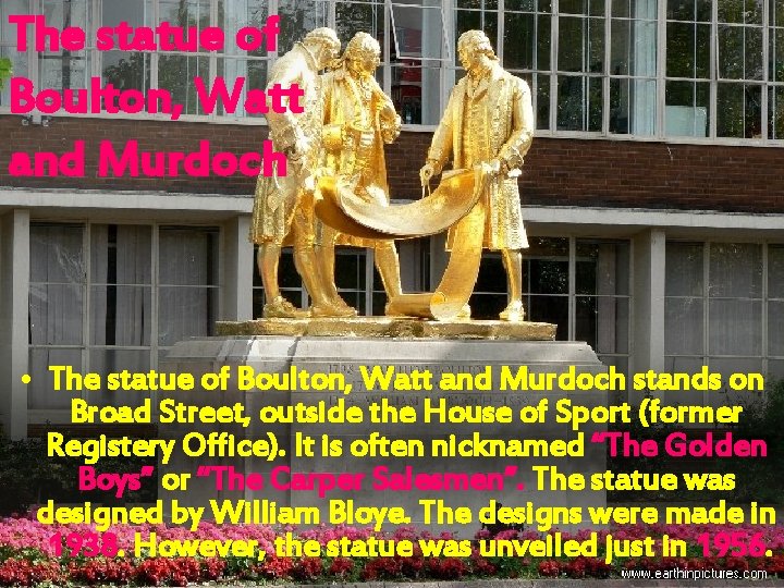 The statue of Boulton, Watt and Murdoch • The statue of Boulton, Watt and