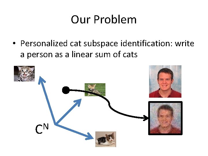 Our Problem • Personalized cat subspace identification: write a person as a linear sum