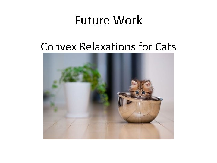 Future Work Convex Relaxations for Cats 