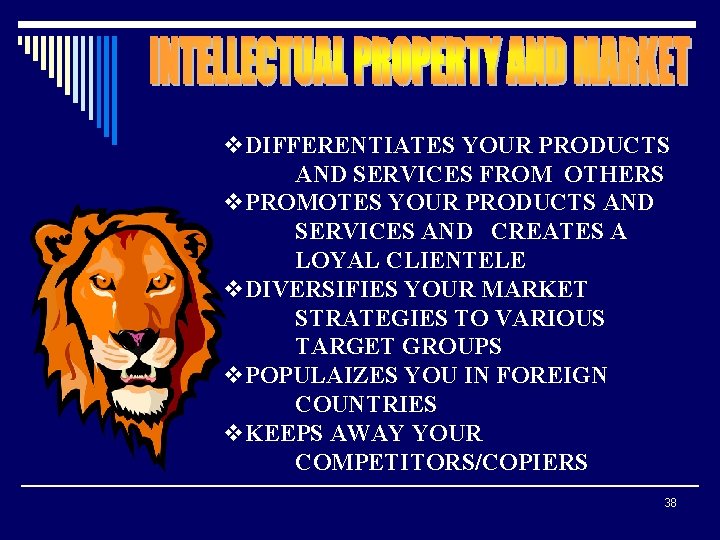 v. DIFFERENTIATES YOUR PRODUCTS AND SERVICES FROM OTHERS v. PROMOTES YOUR PRODUCTS AND SERVICES