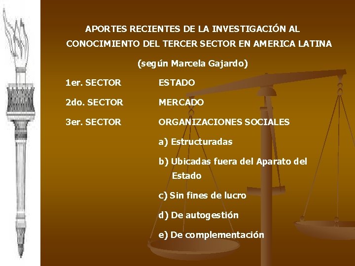 APORTES RECIENTES DE LA INVESTIGACIÓN AL CONOCIMIENTO DEL TERCER SECTOR EN AMERICA LATINA (según