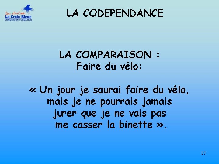 LA CODEPENDANCE LA COMPARAISON : Faire du vélo: « Un jour je saurai faire