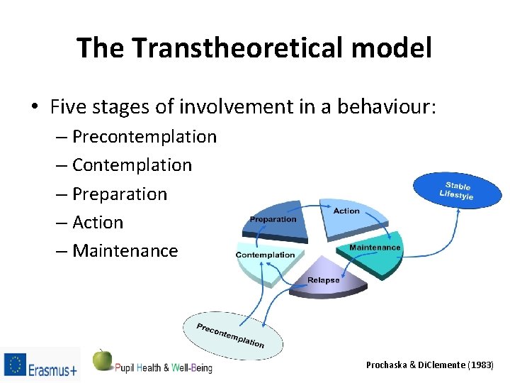 The Transtheoretical model • Five stages of involvement in a behaviour: – Precontemplation –
