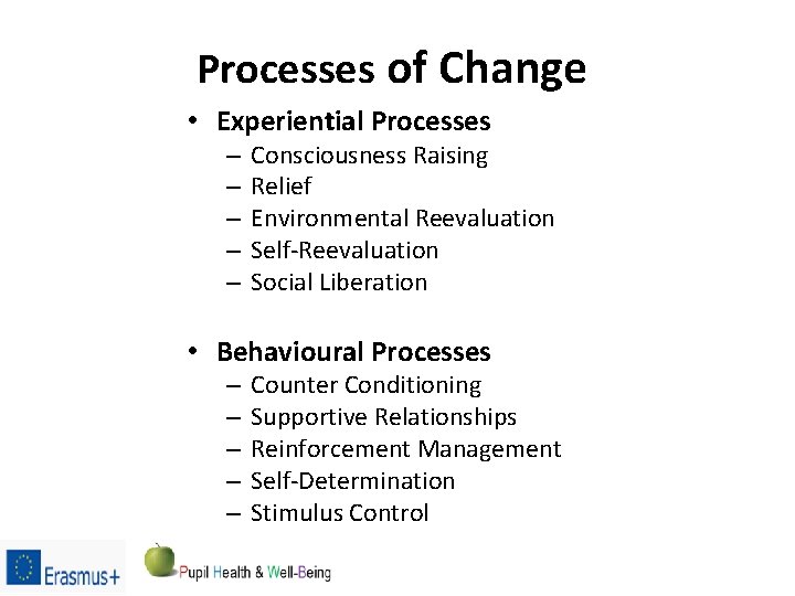 Processes of Change • Experiential Processes – – – Consciousness Raising Relief Environmental Reevaluation
