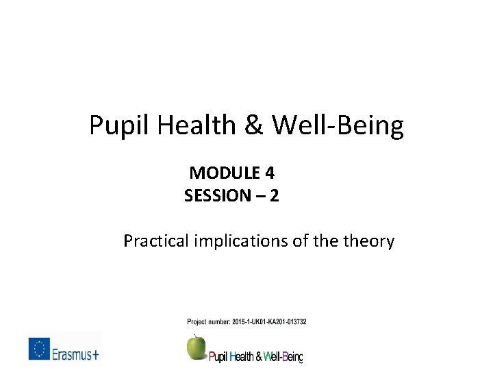 Pupil Health & Well-Being MODULE 4 SESSION – 2 Practical implications of theory 