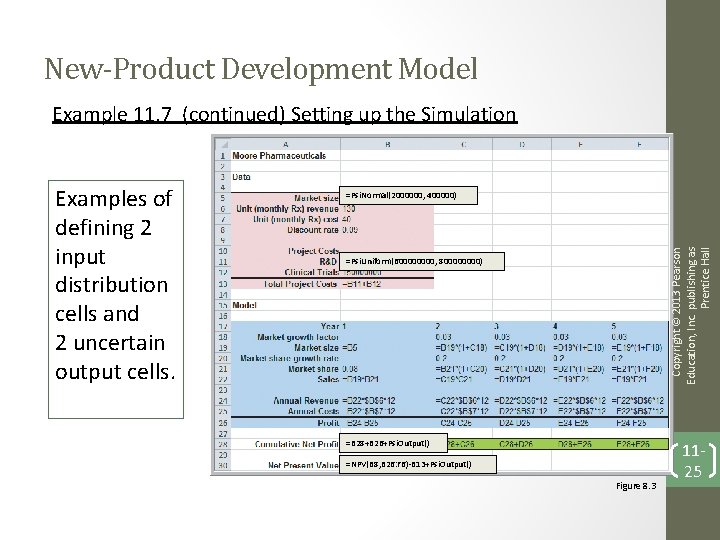 New-Product Development Model Example 11. 7 (continued) Setting up the Simulation =Psi. Normal(2000000, 400000)