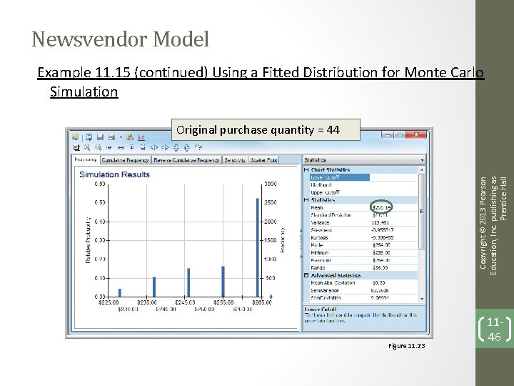 Newsvendor Model Example 11. 15 (continued) Using a Fitted Distribution for Monte Carlo Simulation