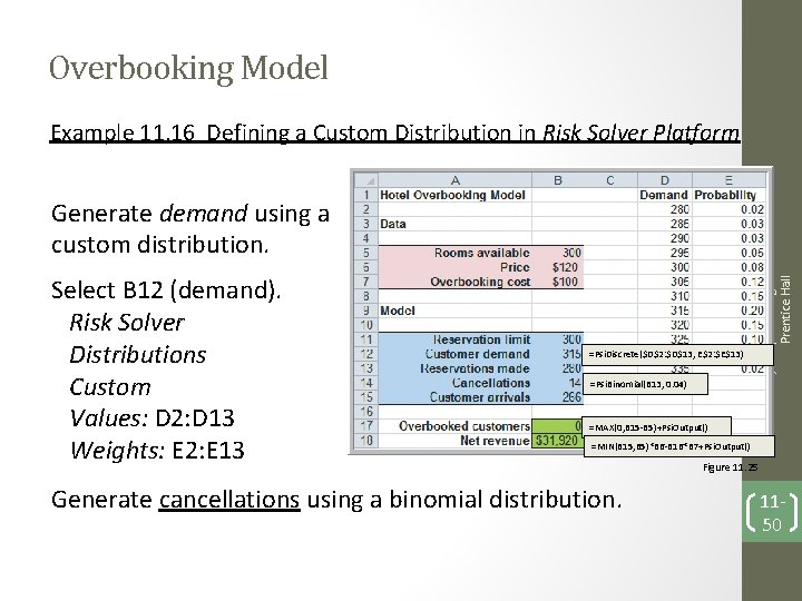 Overbooking Model Example 11. 16 Defining a Custom Distribution in Risk Solver Platform Select