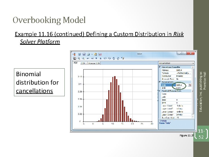 Overbooking Model Binomial distribution for cancellations Copyright © 2013 Pearson Education, Inc. publishing as