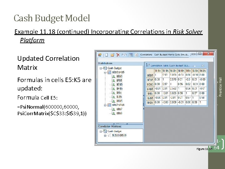 Cash Budget Model Example 11. 18 (continued) Incorporating Correlations in Risk Solver Platform Formulas