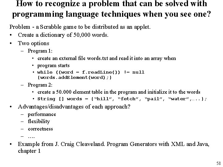 How to recognize a problem that can be solved with programming language techniques when