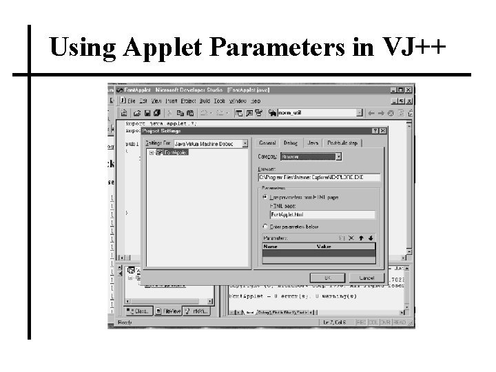 Using Applet Parameters in VJ++ 