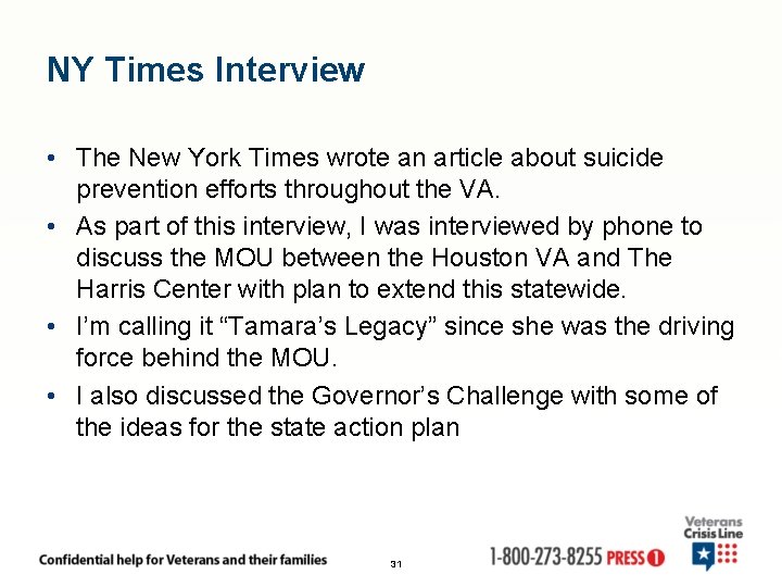 NY Times Interview • The New York Times wrote an article about suicide prevention