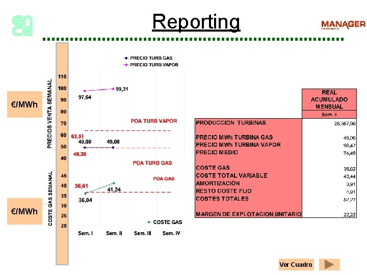 Reporting €/MWh Ver Cuadro 