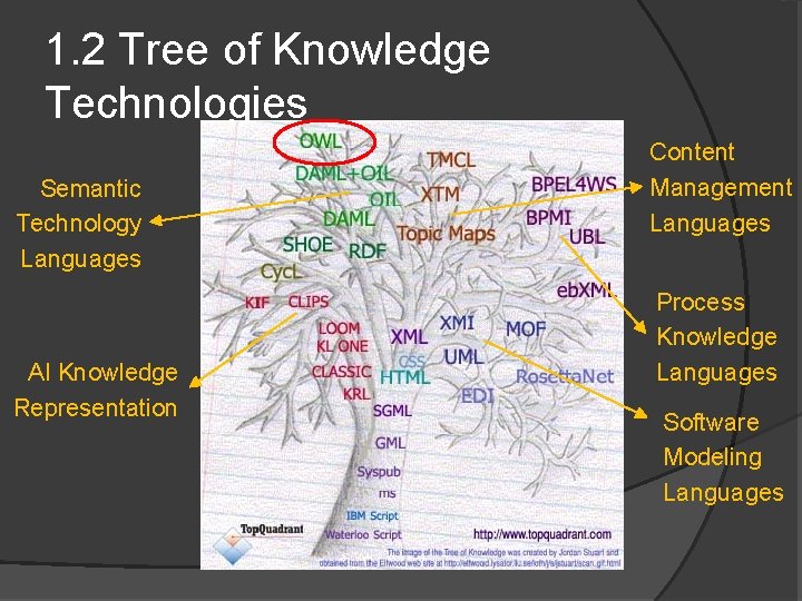 1. 2 Tree of Knowledge Technologies Semantic Technology Languages AI Knowledge Representation Content Management