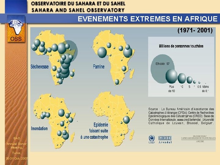 EVENEMENTS EXTREMES EN AFRIQUE (1971 - 2001) BAD Annual Donor Meeting, Tunis, 30 -31