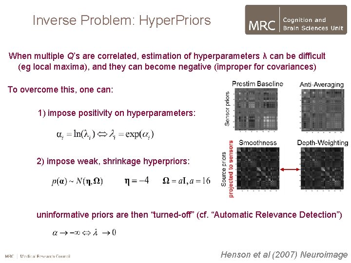 Inverse Problem: Hyper. Priors When multiple Q’s are correlated, estimation of hyperparameters λ can