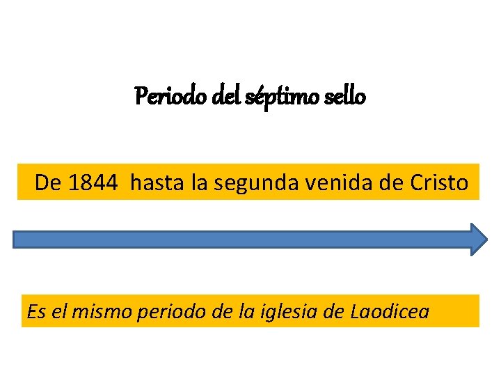 Periodo del séptimo sello De 1844 hasta la segunda venida de Cristo Es el