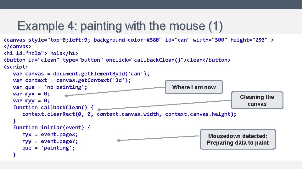 Example 4: painting with the mouse (1) <canvas style="top: 0; left: 0; background-color: #580"