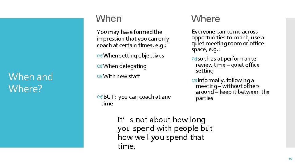 When Where You may have formed the impression that you can only coach at