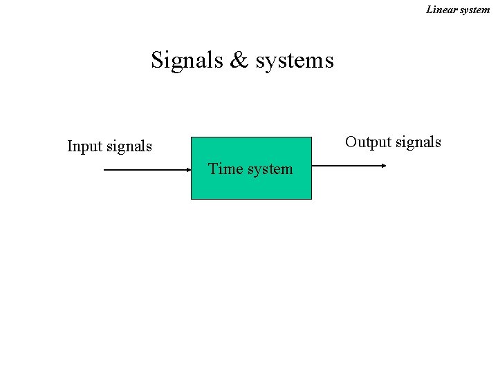 Linear system Signals & systems Output signals Input signals Time system 