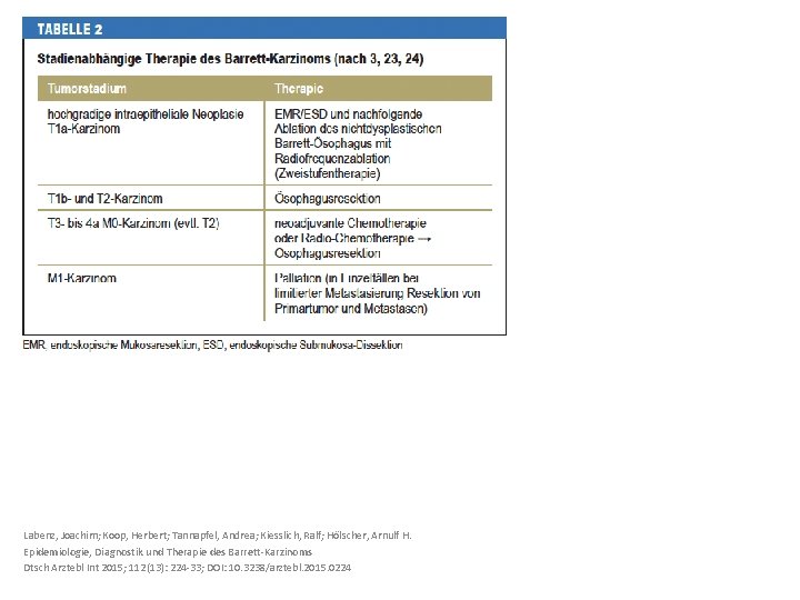 Labenz, Joachim; Koop, Herbert; Tannapfel, Andrea; Kiesslich, Ralf; Hölscher, Arnulf H. Epidemiologie, Diagnostik und