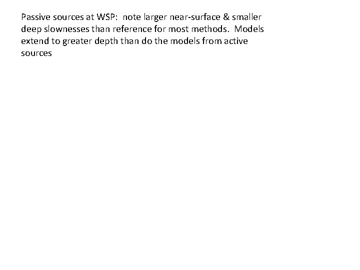 Passive sources at WSP: note larger near-surface & smaller deep slownesses than reference for
