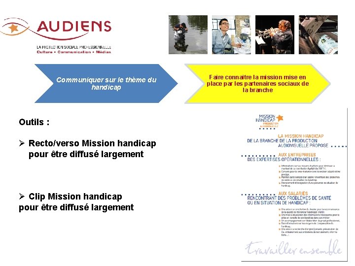 Communiquer sur le thème du handicap Outils : Ø Recto/verso Mission handicap pour être