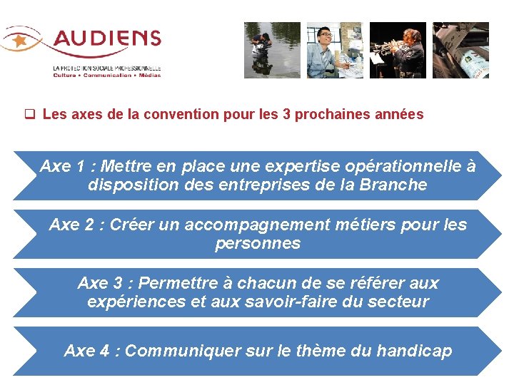 q Les axes de la convention pour les 3 prochaines années Axe 1 :