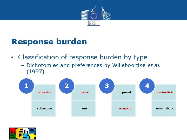 Response burden • Classification of response burden by type – Dichotomies and preferences by