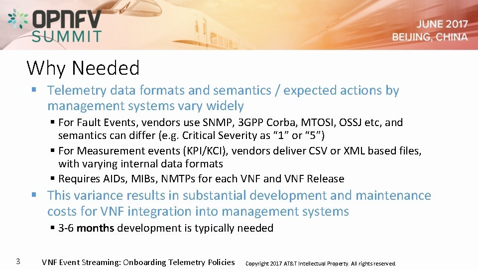 Why Needed § Telemetry data formats and semantics / expected actions by management systems