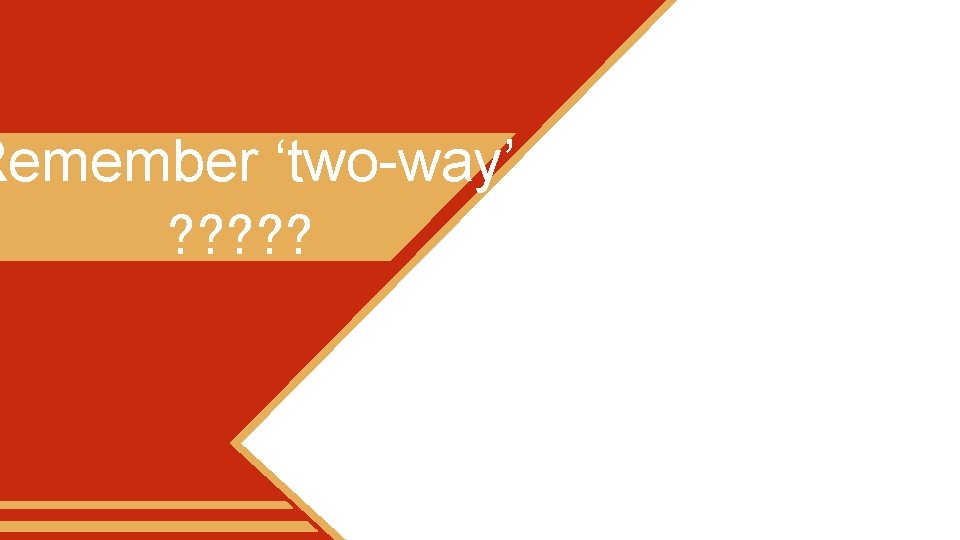 Remember ‘two-way’ ? ? ? 