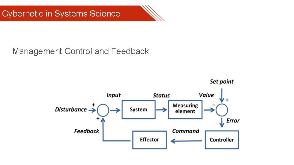 Cybernetic in Systems Science Management Control and Feedback: 