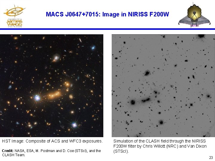 MACS J 0647+7015: Image in NIRISS F 200 W HST Image: Composite of ACS