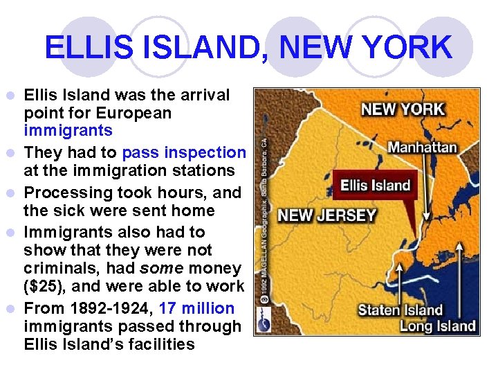 ELLIS ISLAND, NEW YORK l l l Ellis Island was the arrival point for