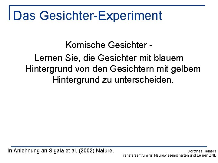 Das Gesichter-Experiment Komische Gesichter Lernen Sie, die Gesichter mit blauem Hintergrund von den Gesichtern