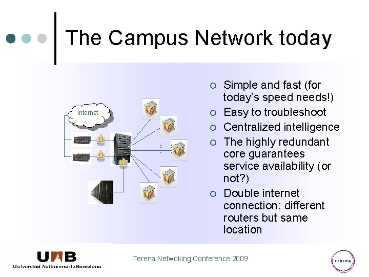 The Campus Network today ¢ ¢ Internet . . . ¢ ¢ ¢ Simple