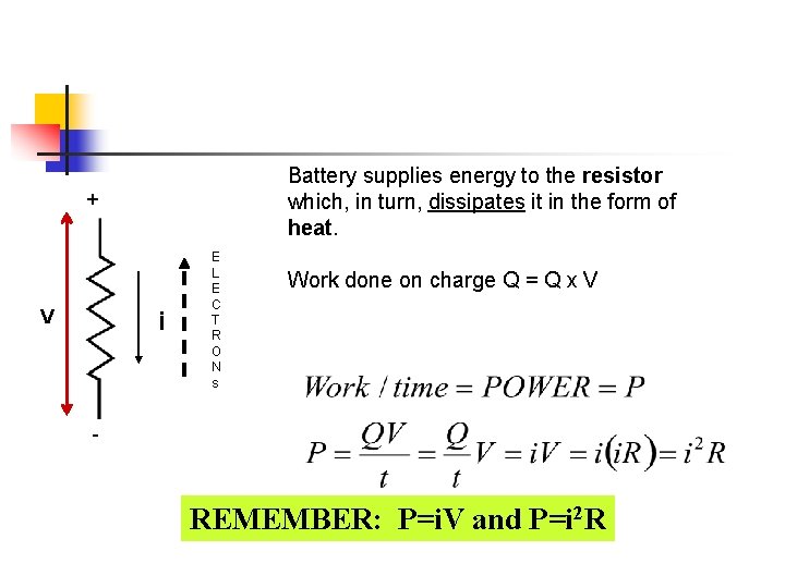 Power Battery supplies energy to the resistor which, in turn, dissipates it in the