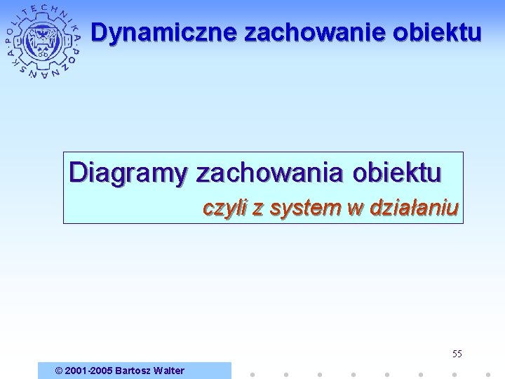 Dynamiczne zachowanie obiektu Diagramy zachowania obiektu czyli z system w działaniu 55 © 2001